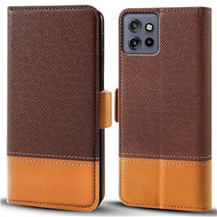 For Motorola Edge 60 Neo 5G / Edge 50 Neo 5G / Moto S50 5G / ThinkPhone 25 5G Case Color Splicing PU Leather Wallet Phone Cover - Brown