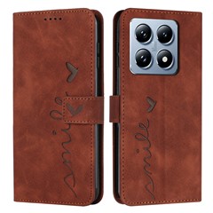 For Xiaomi 14T Pro Case Viewing Stand PU Leather Phone Cover Imprinted Pattern - Brown