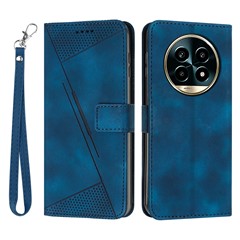 For Realme 13 Pro 5G (Global) / 13 Pro+ 5G (Global) Case Handbag Imprinted Triangle Leather Phone Cover - Sapphire