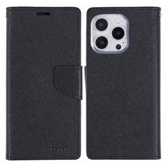 MERCURY GOOSPERY For iPhone 16 Pro Max Case PU Leather Wallet Phone Cover - Black