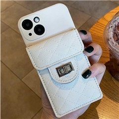 For iPhone 15 Case Leather+TPU Card Holder Phone Cover with Crossbody Strap - Beige