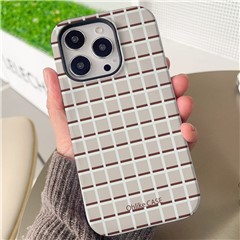 For iPhone 14 Pro Max Case Grid Pattern TPU+PC Matte Finish Phone Cover