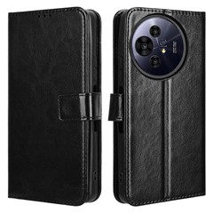 For TCL 50 Pro Nxtpaper 5G / 50 Nxtpaper 5G / TCL P10 / 60 XE NxtPaper 5G Case Crazy Horse Texture PU Leather Phone Wallet Cover - Black