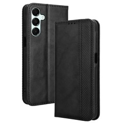 For Samsung Galaxy A16 5G / A16 4G Leather Case Wallet Stand Retro Texture Phone Cover - Black