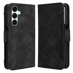 For Samsung Galaxy A16 5G / A16 4G Leather Case Phone Wallet Cover with Multiple Card Slots - Black