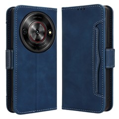 For ZTE Blade A75 5G / nubia Focus Leather Case Phone Wallet Cover with Multiple Card Slots - Blue
