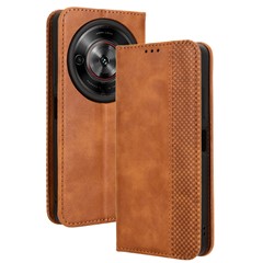 For ZTE Blade A75 5G / nubia Focus Leather Case Wallet Stand Retro Texture Phone Cover - Brown
