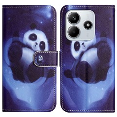 For Xiaomi Redmi Note 14 5G Case Pattern Print PU Leather Wallet Phone Cover Cross Texture - Panda