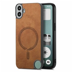 For Nothing CMF Phone 1 Leather Back Magnetic Case Skin-Touch Phone Cover - Brown