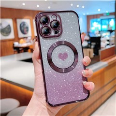 For iPhone 16 Pro Case Gradient Sparkle TPU Phone Cover Compatible with MagSafe - Dark Purple