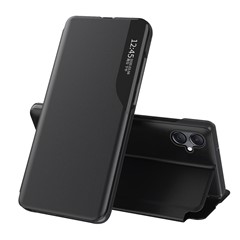 For Samsung Galaxy A06 4G Case View Window PU Leather Stand Cover - Black