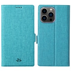 VILI DMK Series for iPhone 16 Pro Case Stand Wallet Leather Phone Cover - Blue