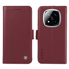 YIKATU YK-003 For Xiaomi Redmi Note 14 Pro+ 5G / Note 14 Pro 5G / Poco X7 5G Case Wallet Stand Leather Phone Cover Side Buckle - Wine Red