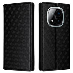 For Xiaomi Note 14 Pro+ 5G / Note 14 Pro 5G / Poco X7 5G Wallet Case Rhombus Imprinted Leather Phone Cover - Black