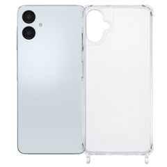 For Samsung Galaxy A06 4G Case PC+TPU 1.5mm Clear Phone Cover with Lanyard Holes