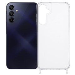 For Samsung Galaxy A15 4G / 5G Case PC+TPU 1.5mm Clear Phone Cover with Lanyard Holes