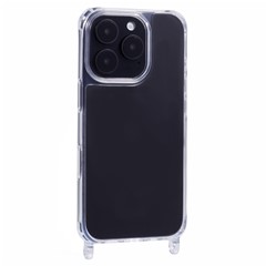 For iPhone 16 Pro Case PC+TPU 1.5mm Clear Phone Cover with Lanyard Holes