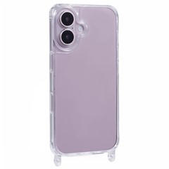 For iPhone 16 Plus Case PC+TPU 1.5mm Clear Phone Cover with Lanyard Holes