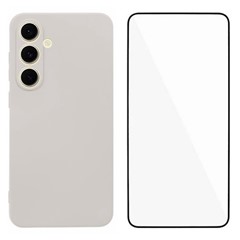 WANLONFENG RB2 Series for Samsung Galaxy S24 FE Case TPU Phone Cover with Screen Protector - White