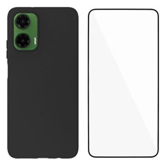 WANLONFENG MS Series for Motorola Moto G35 5G TPU Case Matte Cover with Screen Film (Big Lens Hole)