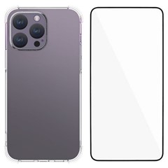 WANLONFENG WL Series for iPhone 15 Pro TPU Case 2.0mm Phone Cover with Tempered Glass Film