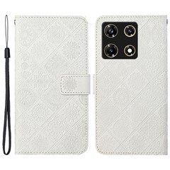 For Infinix Note 30 Pro 4G Case Leather Case Ethnic Style Wallet Phone Cover with Strap - White