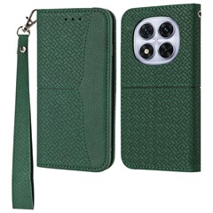 For Xiaomi Redmi Note 14 Pro+ 5G Magnetic Case Woven Texture Card Slots Cover - Green