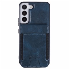 SUTENI H17 For Samsung Galaxy S22+ 5G Magnetic Case Card Slots Leather+TPU Kickstand Phone Cover - Khaki