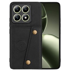 For Xiaomi 14T Case Card Slots Kickstand Leather + TPU Phone Cover - Black