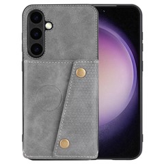 For Samsung Galaxy S25 Case Card Slots Kickstand Leather + TPU Phone Cover - Grey