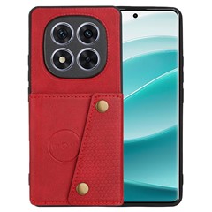 For Xiaomi Redmi Note 14 Pro 5G / Poco X7 5G Case Card Slots Kickstand Leather + TPU Phone Cover - Red