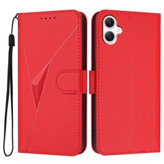 YX0090 For Samsung Galaxy A06 4G Case Triangle Imprint Leather Phone Cover with Lanyard - Red