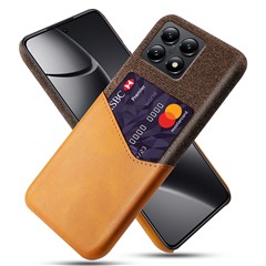 For Xiaomi 14T Case PU Leather Cloth Texture Hard PC Phone Cover with Card Holder - Orange