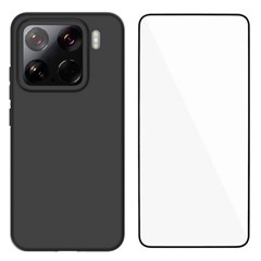 WANLONFENG MS Series for Xiaomi 15 TPU Case Matte Back Cover with Tempered Glass (Big Hole Lens)