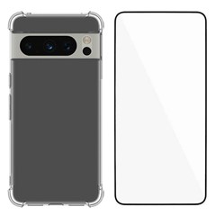 WANLONFENG WL Series for Google Pixel 8 Pro Case 2.0mm Clear TPU Cover with Tempered Glass Film (Big Lens Hole)