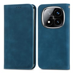 For Xiaomi Redmi Note 14 Pro+ 5G Case Skin Touch Feeling Leather Card Holder Phone Cover Magnetic Absorption - Dark Blue