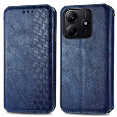 For Xiaomi Redmi Note 14 5G PU Leather Case Rhombus Imprint Wallet Stand Phone Cover - Blue