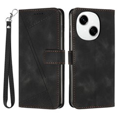 For TECNO Spark Go 2025 / Spark Go 1 / Pop 9 4G Case Handbag Imprinted Triangle Leather Phone Cover - Black