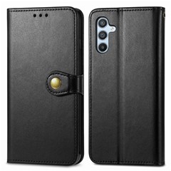 For Samsung Galaxy A36 5G Case Leather Phone Case Wallet Stand Cover with Wrist Strap - Black