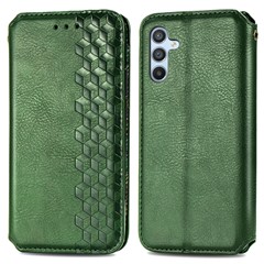 For Samsung Galaxy A36 5G PU Leather Case Rhombus Imprint Wallet Stand Phone Cover - Green