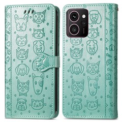 For HMD Skyline Case Leather Wallet Flip Phone Cover Cute Cat Dog Pattern - Green