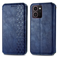 For HMD Skyline PU Leather Case Rhombus Imprint Wallet Stand Phone Cover - Blue