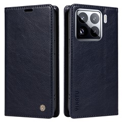 YIKATU YK-006 For Xiaomi 15 Pro Case Magnetic Closure Leather Phone Cover Litchi Texture - Navy Blue