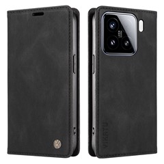 YIKATU YK-004 For Xiaomi 15 Case Leather Skin-Touch Phone Cover Magnetic Auto-Absorbed - Black