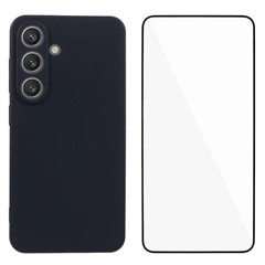 WANLONFENG RB2 Series for Samsung Galaxy S25+ Case Soft TPU Phone Cover with Screen Protector - Black