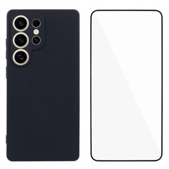 WANLONFENG RB2 Series for Samsung Galaxy S25 Ultra Case Soft TPU Phone Cover with Screen Protector - Black