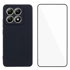 WANLONFENG RB2 Series for Xiaomi 14T Case Soft TPU Phone Cover with Screen Protector - Black