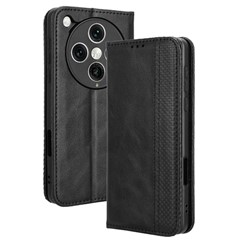 For Oppo Find X8 Pro 5G Leather Case Wallet Stand Retro Texture Phone Cover - Black