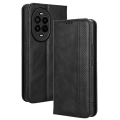 For Huawei nova 13 Pro 5G Leather Case Wallet Stand Retro Texture Phone Cover - Black