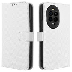 For Huawei nova 13 Pro 5G Case PU Leather Diamond Texture Wallet Phone Cover - White